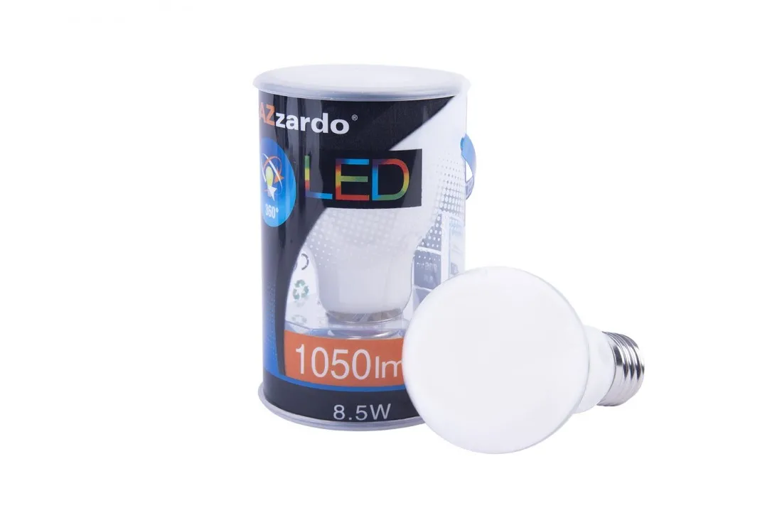 AZZARDO LAMPA LED E27 DIMM 2700K 8,5W BALL WH